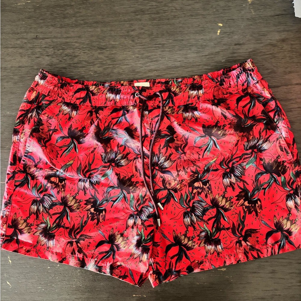 Paul Smith Red Floral Swim Trunks